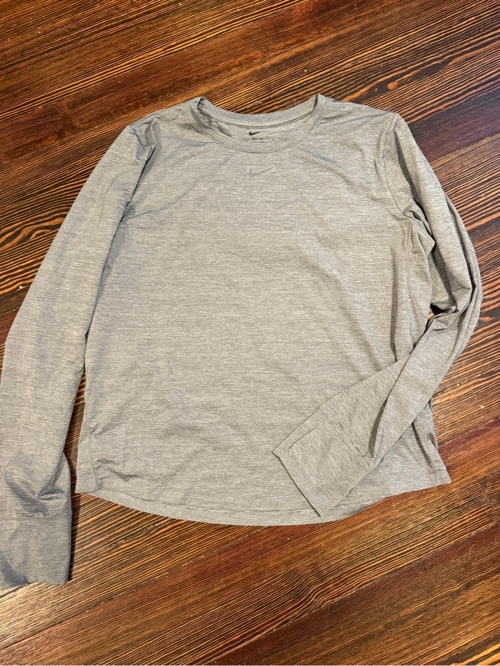 Nike Gray Long Sleeve Crew Neck Performance Top